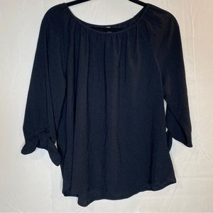 Brina & Em Stitch Fix Black Blouse 3/4 Tie Sleeves